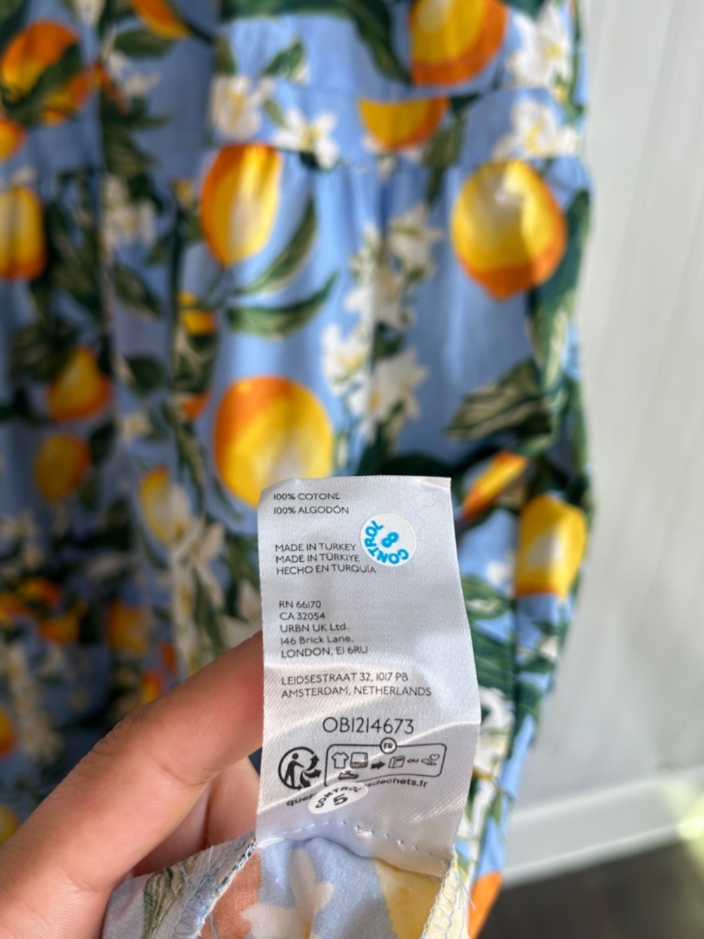 Anthropologie Size M Somerset maxi dress blue lemon floral print cotton tiered - Picture 10 of 10